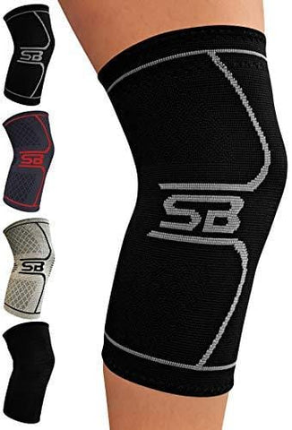 SB SOX Compression Knee Brace for Knee Pain - Braces and Supports Knee for Pain Relief, Meniscus Tear, Arthritis, Injury, Running, Joint Pain, Support (Medium, Black/Gray)