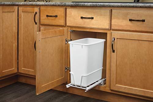 Rev-A-Shelf - RV-814PB - Single 20 Qt. Pull-Out White Waste Container with Adjustable Frame