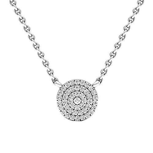 Dazzlingrock Collection 0.10 Carat (Ctw) 14K Round Diamond Ladies Circle Pendant 1/10 CT, White Gold