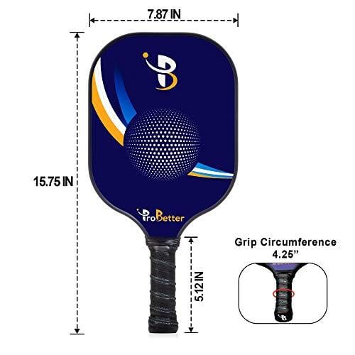 ProBetter Pickleball Paddle Graphite Face Polymer Honeycomb Core - Edge Guard - Racket Cover - Premium Cushion Grip Provides Perfect Balance Power Control for Players of All Levels