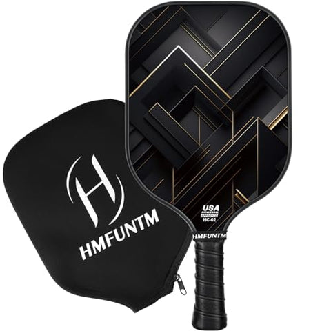 HMFUNTM Pro Carbon Fiber Pickleball Paddle, Professional Pickleball Paddles with Grit Texture for Increased Spin, Power, Control, Lightweight Pickleball Racket with Paddle Cover, USAPA Approved, Black