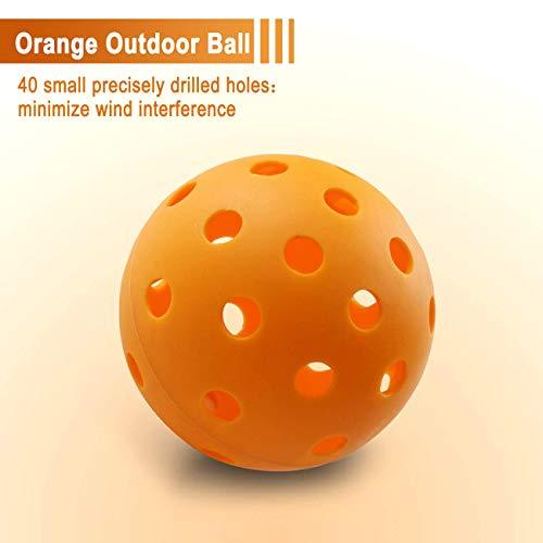 EasyTime Pickleball Balls Outdoors Balls with 40 Small Precisely Drilled Holes & Indoor Balls with 26 Drilled Holes USAPA Approved (Outdoor-6 Pack)