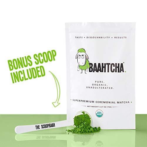 Baahtcha - USDA Organic Matcha Green Tea Powder - Premium Ceremonial Grade - Value Size Lowest Price - Natural Caffeine Energy Drink Mix, Antioxidant, Weight Loss, Fat Burner - 70g