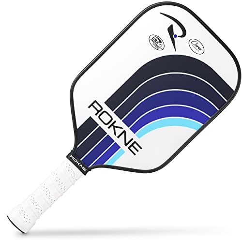 ROKNE Curve Classic Pickleball Paddle | USAPA Approved | Soft Touch, Max Spin | Textured Fiberglass Racket Surface, Polypropylene Honeycomb Core, Composite Handle, Cushion Comfort Racquet Grip | Black