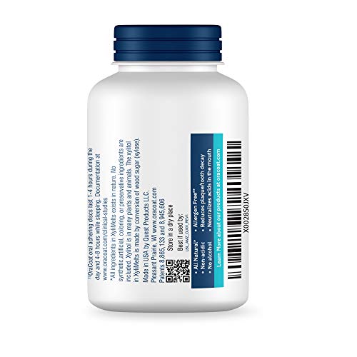 OraCoat XyliMelts Dry Mouth Relief Oral Adhering Discs Slightly Sweet with Xylitol, For Dry Mouth, Stimulates Saliva, Non-Acidic, Day and Night Use, Time Release for up to 8 Hours, 100 Count