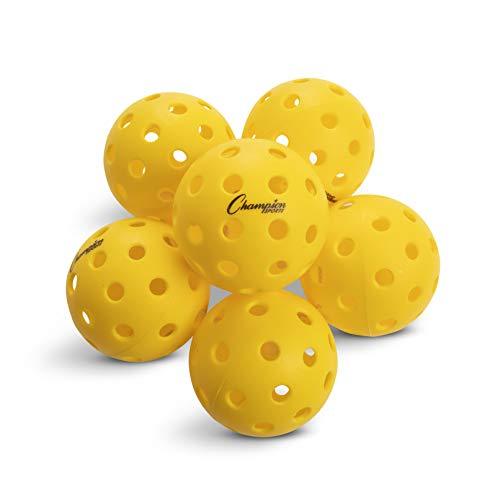 Champion Sports Outdoor Pickleball Balls: Official Size Outdoor Pickleballs - Yellow Pickleball Ball Set for Outdoor Courts - 6 Pack [product _type] Champion Sports - Ultra Pickleball - The Pickleball Paddle MegaStore
