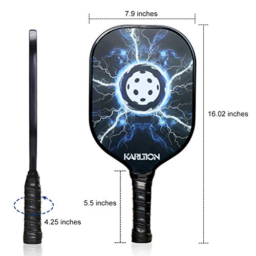 Pickleball Paddle - Pickleball Paddle Set of 2, Graphite Pickleball Racket, Carbon Fiber Glassfiber Surface , Polymer Honeycomb Core Pickleball Paddle with 4 Outdoor Balls and 1 Portable Sport Bag
