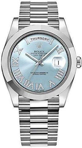 Men's Rolex Day-Date Platinum 41mm Watch with Diamond Roman Numeral Hour Markers - Ref # 218206