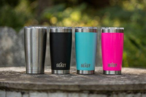 BEAST 20oz Tumbler Insulated Stainless Steel Coffee Cup with Lid, 2 Straws, Brush & Gift Box by Greens Steel (20 oz, Aquamarine Blue)