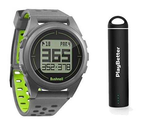 Bushnell iON 2 Golf GPS Watch Bundle | with PlayBetter Portable USB Charger | Simple, Intuitive Golf GPS Watch | 36,000+ Worldwide Courses | 2018 Version (Silver/Yellow)