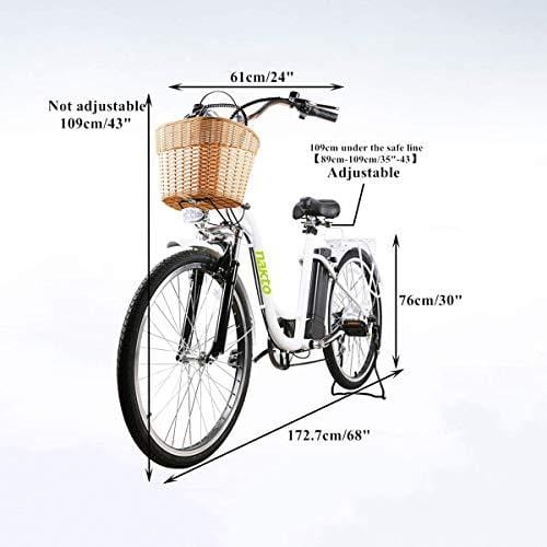 NAKTO Adult Electric Bicycles 26" Electric Bikes for 36V/10Ah/12Ah Ebikes(Camel White)