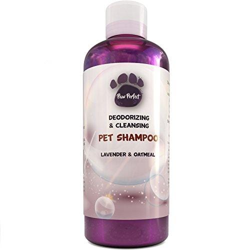 Natural Colloidal Oatmeal Moisturizing Pet Shampoo for Itchy Skin - Lavender Pet Odor Eliminator - for Dogs and Cats - with Jojoba Essential Oil - Pet Dander Remover