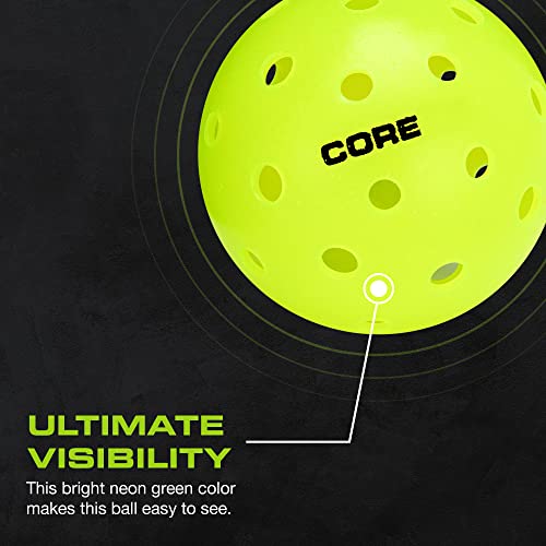 CORE Pickleball Balls - 40 Hole Outdoor Pickleball Balls - Indoor Pickleballs USA Pickleball Approved - Pickleball Outdoor Balls