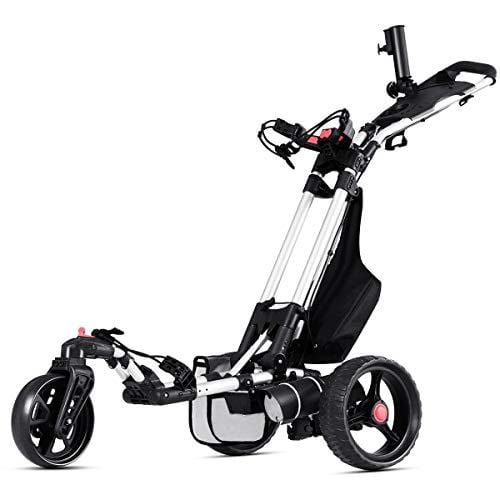Tangkula Electric Golf Push Cart Manual Control Foldable Umbrella Holder Scorecard Holder Lithium Battery TPR Handle Golf Carts