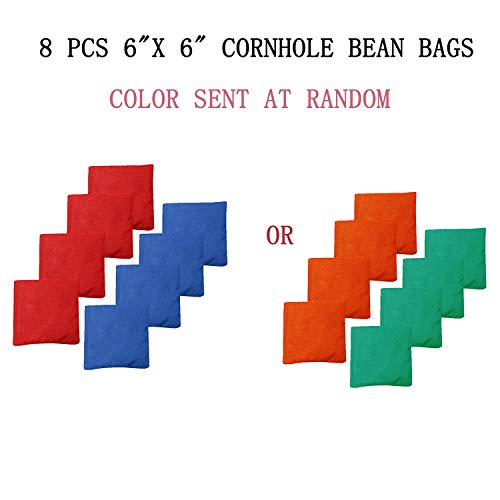 Sportdo Solid Wood Cornhole Set, Both Sides Printed Wood Grain Two Regulation Size 4' x 2'Cornhole Boards, Bean Bag Toss Game with 8 Bags