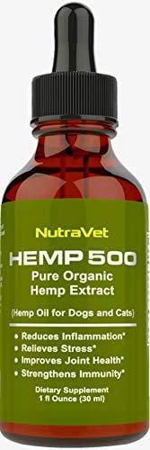 Hemp Oil for Dogs -- Cat and Dog Anxiety Relief. All Natural Dog Calming aid - for Cats too. Joint Supplement for Dogs and Cats including Omega 3 6 9 fatty acids -- Pain Relief for Dogs and Cats.