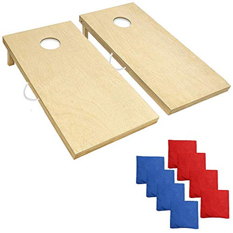 haxTON Cornhole Game Premium Cornhole Sets American MDF 3×2/Wood4×2 Cornhole Game Sets for Kids & Adult with 8 Bean Bags and 2 Cornhole Boards (Regulation and Tailgate Size) (Solid Wood 4'×2')