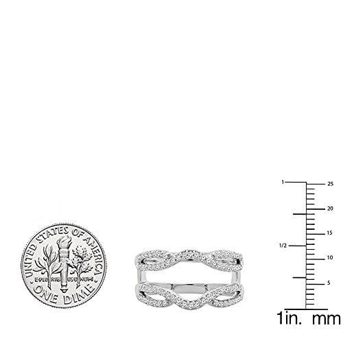 Dazzlingrock Collection 0.35 Carat (ctw) 10K White Diamond Wedding Band Enhancer Guard Double Ring 1/3 CT, White Gold, Size 7