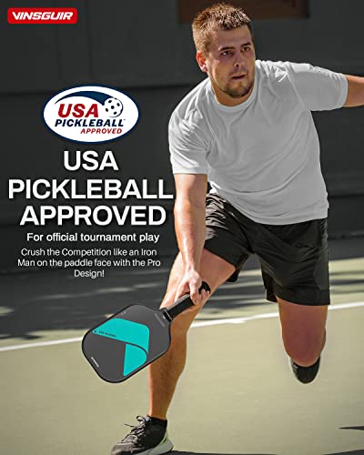 VINSGUIR Pickleball Paddle, Graphite Carbon Fiber Pickleball Paddles with Reinforced 16mm Polypropylene Honeycomb Core, Cushion Comfort Pickleball Paddle Grip, USA Pickleball Approved