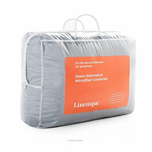 Linenspa All-Season Reversible Down Alternative Quilted Comforter - Hypoallergenic - Plush Microfiber Fill - Machine Washable - Duvet Insert or Stand-Alone Comforter - Stone/Charcoal - Queen