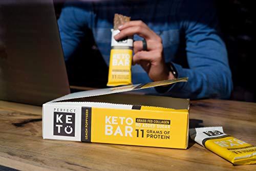 New! Perfect Keto Bar, Keto Snack (12 Count), No Added Sugar. 10g of Protein, Coconut Oil, and Collagen, with a Touch of Sea Salt and Stevia. (12 Bars, Lemon Poppyseed)