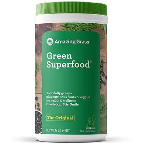 Amazing Grass Green Superfood Organic Powder with Wheat Grass and 7 Super Greens, Flavor: Original, 60 Servings, 1 scoop = 2 servings of veggies