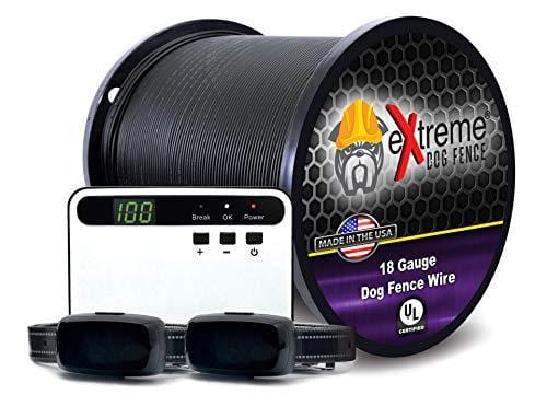 Basics Rechargeable Electric Dog Fence - Upgraded 18 Gauge Boundary Wire - 2 Dog Kit with 500' of Boundary Wire (Up to 1/3 Acre)