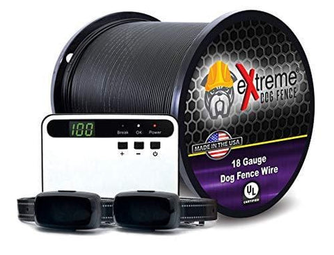 Basics Rechargeable Electric Dog Fence - Upgraded 18 Gauge Boundary Wire - 2 Dog Kit with 500' of Boundary Wire (Up to 1/3 Acre)