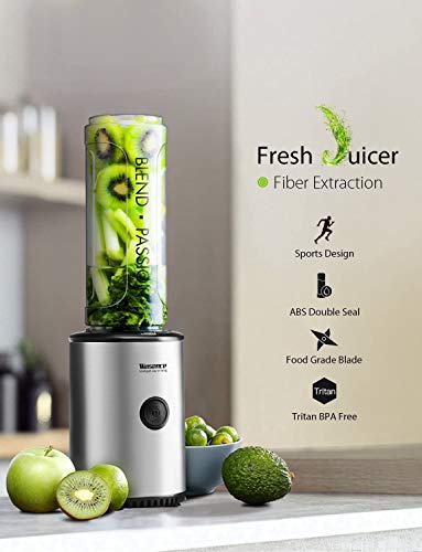 Smoothie Blender, 30000 RPM/Min Personal Blender with 4 Different Edges Stainless Steel, BPA-Free Tritan Travel Cups with Protective Sleeve, 300W, Willsence