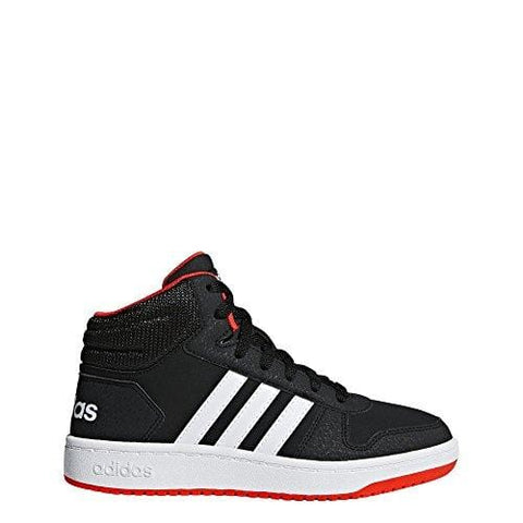 adidas Unisex Hoops 2.0 Basketball Shoe, Black/White/red, 5 M US Big Kid