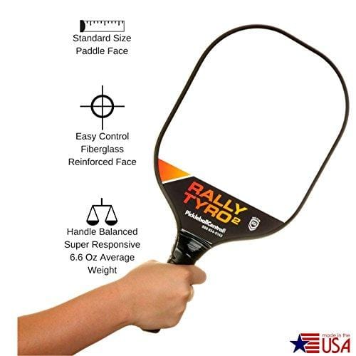 PickleballCentral Rally Tyro 2 Pickleball 2 Player Paddle and Ball Set Two (2) Rackets and Four (4) Balls | Advanced Composite Polypropylene Honeycomb Core and Fiberglass Face || Great Gift