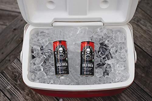 Death Wish Coffee, Cold Brew Cans, The World's Strongest Coffee, Organic Iced Coffee Drink - 8 Ounces - 4 Pack (Slightly Sweetened Black)