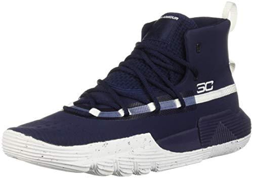 Under Armour Boys' Grade School SC 3Zer0 II Basketball Shoe, Midnight Navy (401)/White, 4