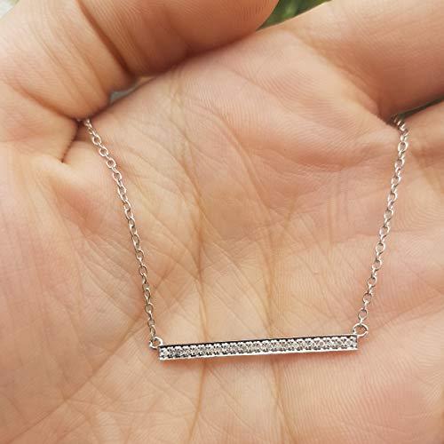 Dazzlingrock Collection 0.12 Carat (ctw) 14K White Diamond Bar Shape Fashion Pendant with 18 Inch Silver Chain, White Gold