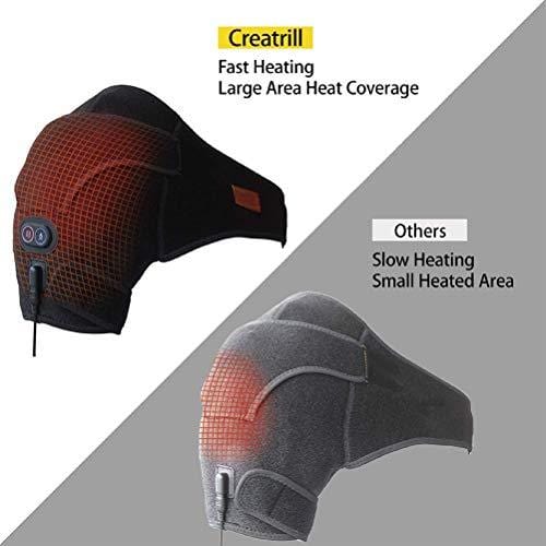 CREATRILL Massaging Heated Shoulder Wrap Brace, Shoulder Heat Therapy Wrap Heating Pad for Muscle Pain Relief, Frozen Shoulder, Bursitis, Tendonitis, Rotator Cuff