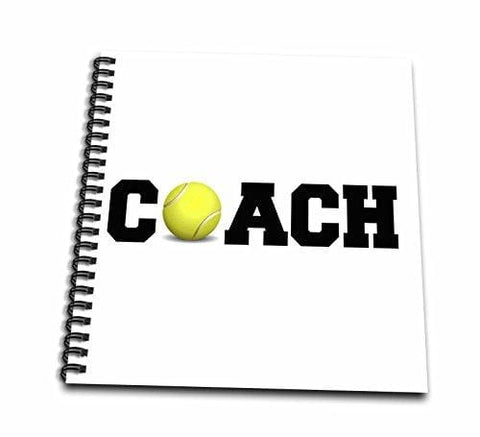 3dRose db_192409_2 Coach, Black Letters with Tennis Ball on White Background Memory Book, 12 by 12"