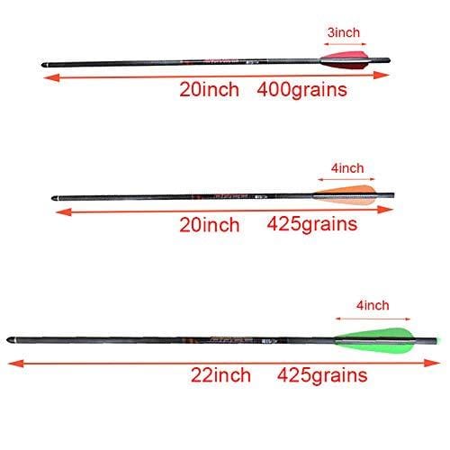 REEGOX 22" Carbon Crossbow Bolts-100% Carbon Crossbow Arrows with Field Point/Moon Nock-6 Pack