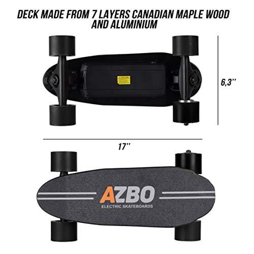 AZBO Portable Mini Electric Skateboard with Remote Control 400W Motor UL2272 Certified Motorized C9 Skateboard with Wireless Remote | 11 MPH Top Speed Electric Longboard