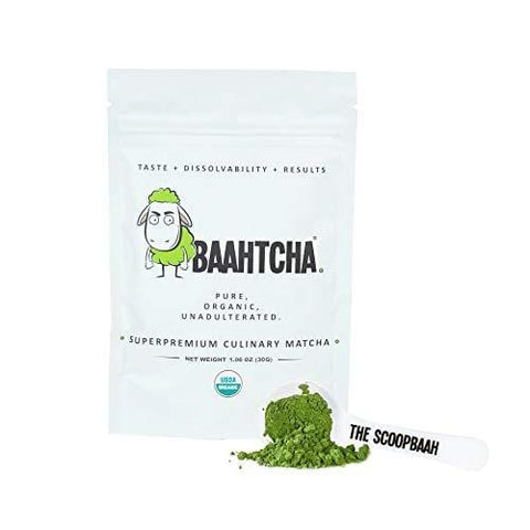 Baahtcha - USDA Organic Matcha Green Tea Powder - Premium Culinary Grade Natural Caffeine Energy Booster, Antioxidant, Weight Loss, Fat Burner - Gluten Free, Vegan - Starter Size - 30g