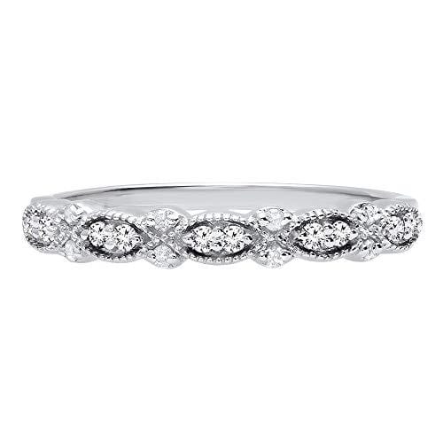 Dazzlingrock Collection 0.15 Carat (ctw) Sterling Silver Round White Diamond Ladies Anniversary Wedding Band, Size 8