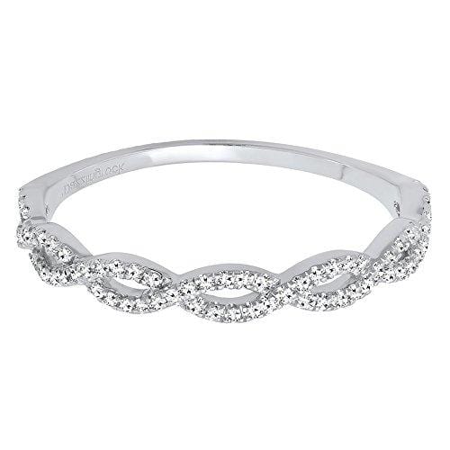 Dazzlingrock Collection 0.20 Carat (ctw) 10K Diamond Swirl Anniversary Wedding Band Stackable Ring 1/5 CT, White Gold, Size 7
