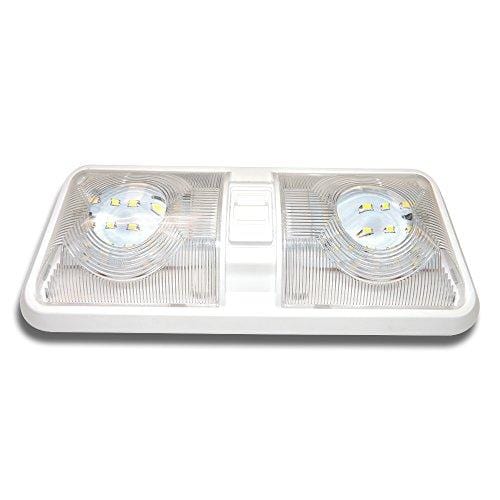 10 Pack RV LED Ceiling Double Dome Light Fixture with ON/Off Switch Interior Lighting for Car/RV/Trailer/Camper/Boat DC 12V Natural White 4000-4500K 48X2835SMD