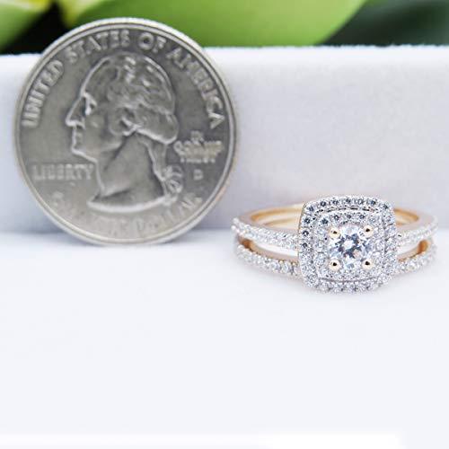 Dazzlingrock Collection 1.50 Carat (ctw) 14K Round Cubic Zirconia Ladies Bridal Ring Set 1 1/2 CT, Rose Gold, Size 7.5