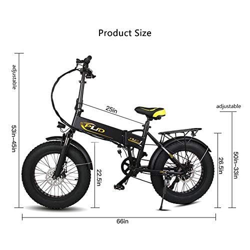 ENGWE PLID-1 Beach Fat Tire Electric Bike – Foldable 20-inch Wheels Off-Road eBike with Power Assist, Rear Shelf and Shimano 6-Speed Gear Shifts