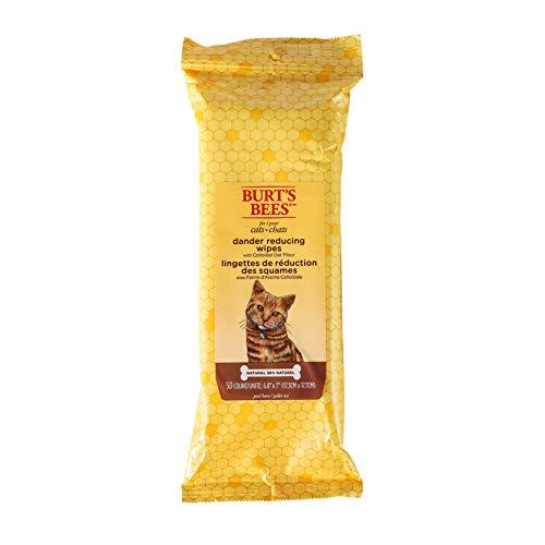 Burt's Bees For Cats Natural Dander Reducing Wipes | Kitten and Cat Wipes For Grooming, 50 Count