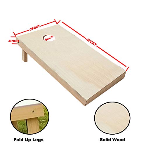 haxTON Cornhole Game Premiun Cornhole Boards Tournament Size Solid Wood 4'x2' / MDF 3'x2' Cornhole Sets Portable Cornhole Game Wood Cornhole Boards Set Include 8 Corn Hole Toss Bags