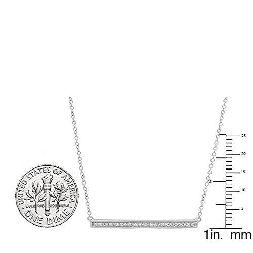 Dazzlingrock Collection 0.12 Carat (ctw) 14K White Diamond Bar Shape Fashion Pendant with 18 Inch Silver Chain, White Gold