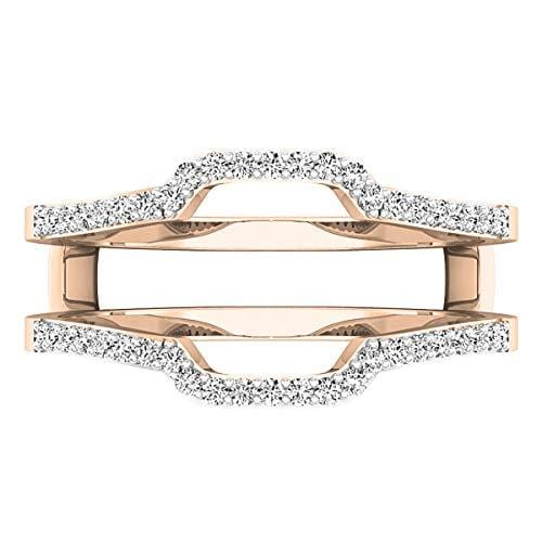 Dazzlingrock Collection 0.25 Carat (ctw) 10K White Diamond Wedding Band Enhancer Guard Ring 1/4 CT, Rose Gold, Size 6