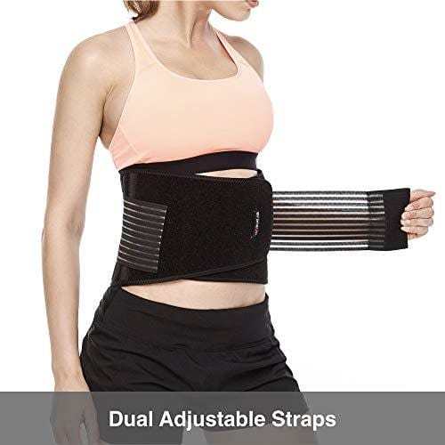 BraceUP Stabilizing Lumbar Lower Back Brace Support Belt Dual Adjustable Straps Breathable Mesh Panels (S/M)