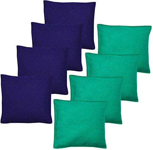 JMEXSUSS Weather Resistant Standard Corn Hole Bags, Set of 8 Regulation Cornhole Bags for Tossing Game (Blue/Green)